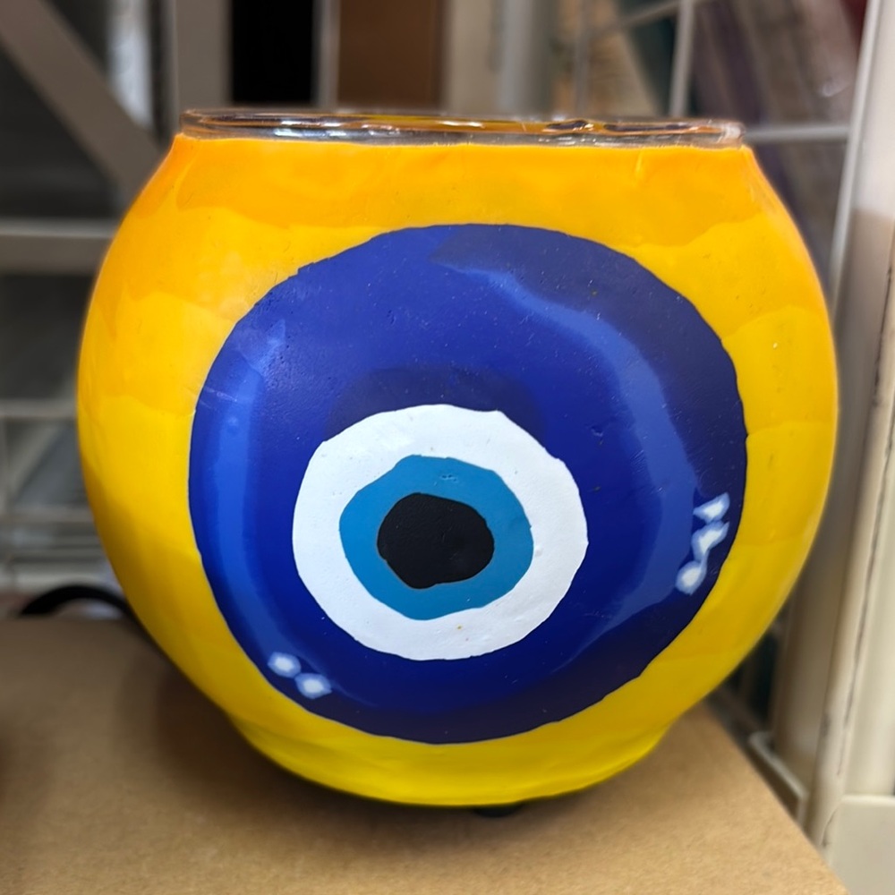 Yellow Evil Eye Salt Rock Lamp